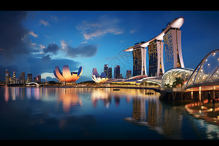 新加坡河新加坡的城市天际线背景