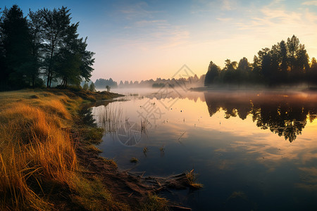 湖畔的风景图片