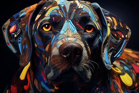 彩色的小狗艺术画图片