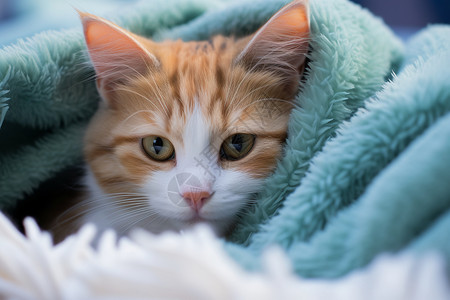 毯子里的小猫图片