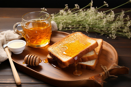 健康的蜂蜜和面包食物图片