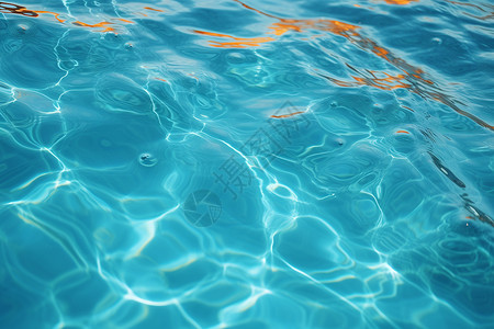 蓝色水纹水圈泳池中的波浪水纹背景