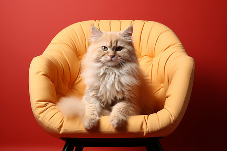 椅子上的猫黄色上有只猫背景