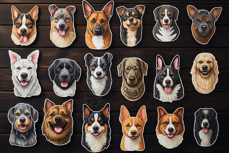 多种的小狗狗贴纸背景图片