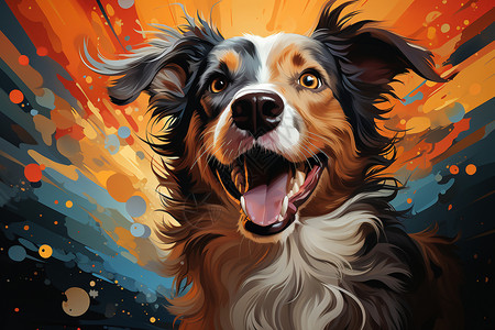 绘画的彩色小狗狗背景图片