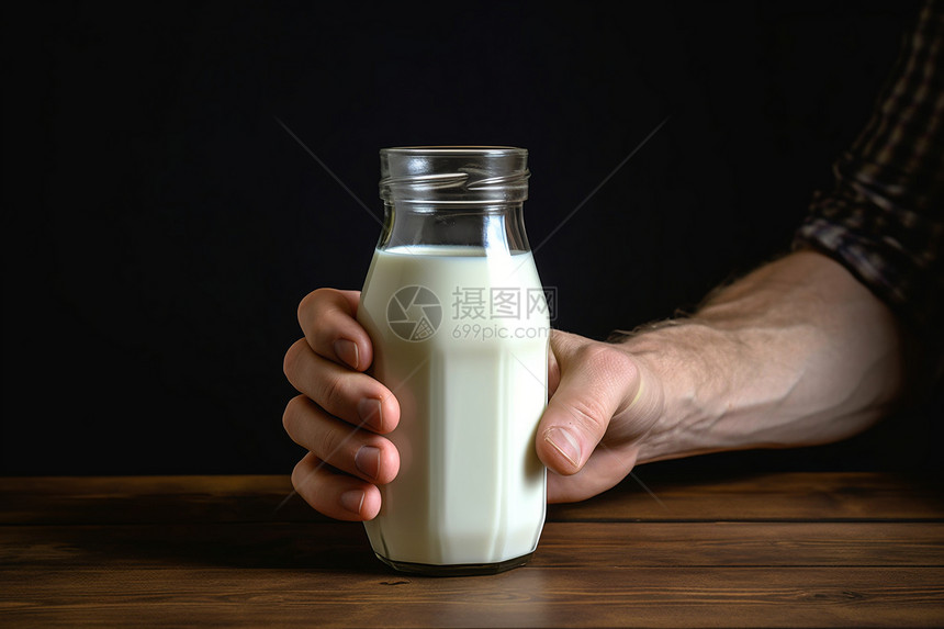 玻璃杯里的健康牛奶图片