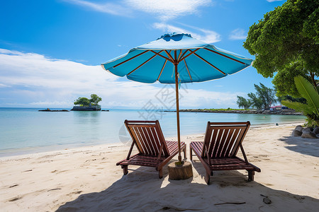 夏日沙滩景色夏日悠闲海滩背景