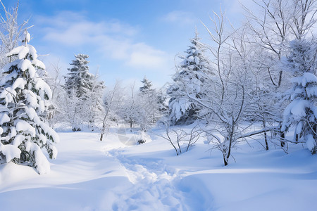 冬日雪地上的树木图片