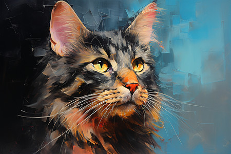 绘画的猫儿油画背景图片