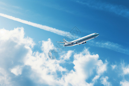 白云上的航空高空飞行的飞机背景