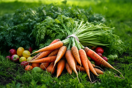 丰收的蔬菜胡萝卜背景图片