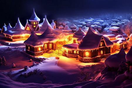 冬天的房屋夜晚的房屋建筑插画