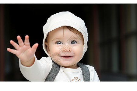 宝宝幸福地伸出小手背景图片