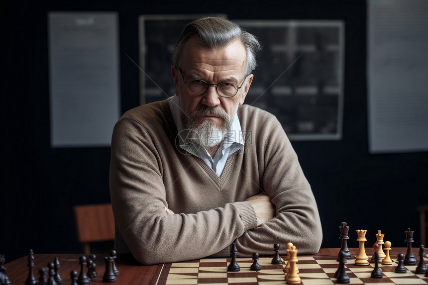 下象棋的男子图片
