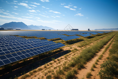荒漠中的太阳能板高清图片