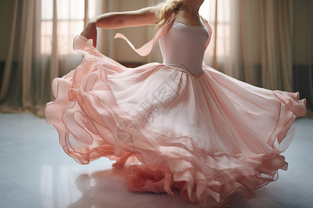 穿着粉色裙子跳舞的女人背景图片