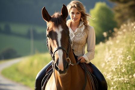 骑马运动员插画马术女运动员背景