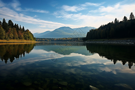 秋日山水清风徐徐背景