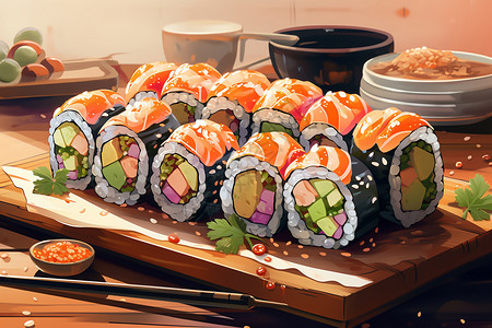 美味多样的寿司图片
