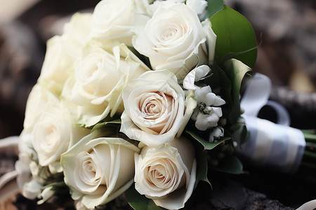 白色玫瑰婚礼花束背景图片