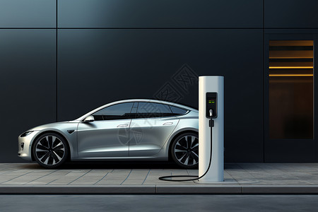 电屏蔽正在充电的新能源汽车背景