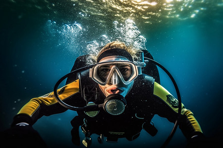 自由潜水员海洋中冒险的潜水员背景
