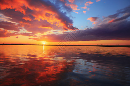 海洋落日美景夏日湖畔的落日美景背景