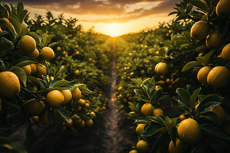 农田里的橘树背景图片