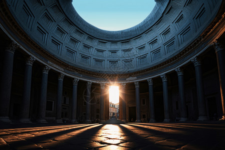 日出时的神殿高清图片