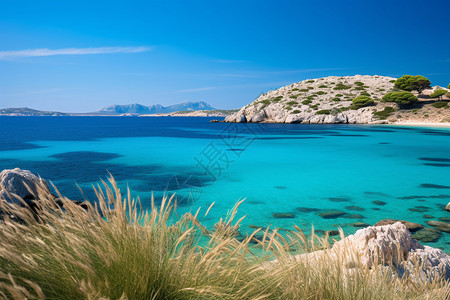 蓝色海水沙滩背景图片
