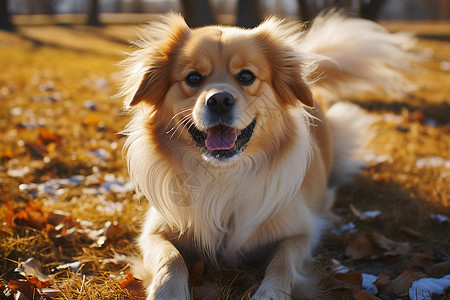 秋日中的狗狗图片