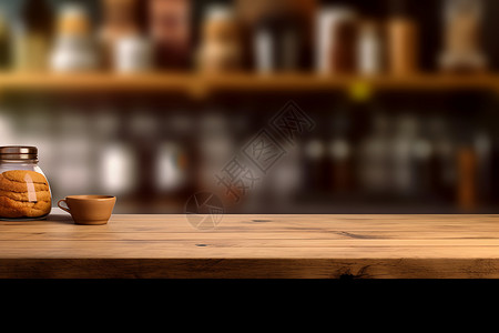 厨房里的木制餐桌图片
