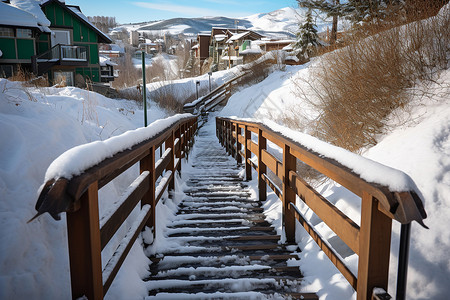 雪山中村庄背景图片