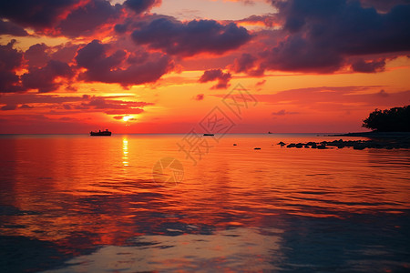 大海上的夕阳背景图片