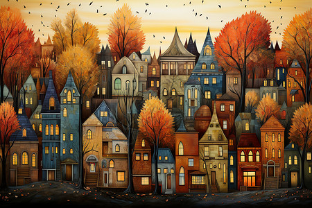 小城的秋天图片