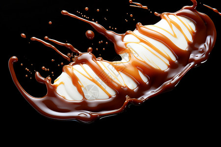 冰淇淋上的巧克力酱高清图片