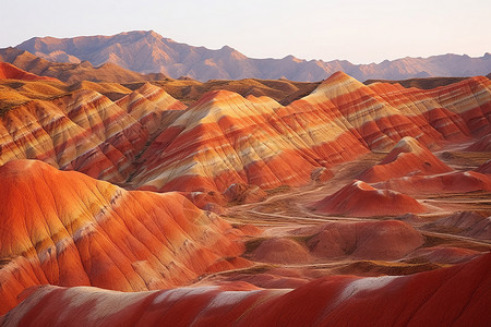 沙岩色彩斑斓的丹霞地貌背景