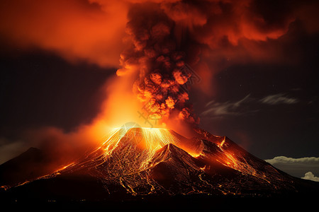 岩浆火山爆发夜背景