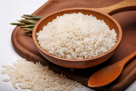 木碗里的大米背景图片
