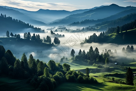 云雾缭绕的山谷图片