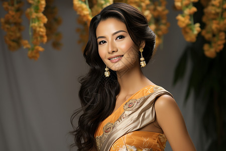 微笑的泰国美女背景图片