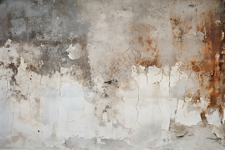 油漆剥落的灰墙背景图片