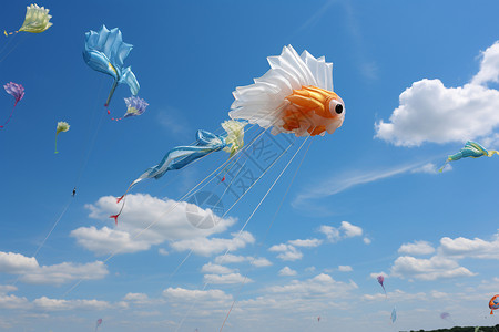 扑鱼游戏素材天空中的风筝背景