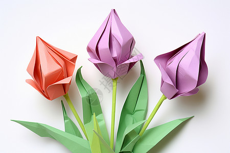 纸花素材折纸郁金香背景