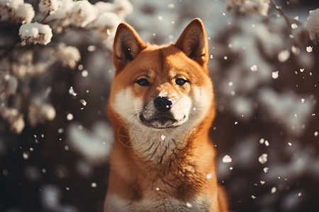 雪地上的狗图片