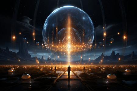 巨大水晶球中的世界背景图片