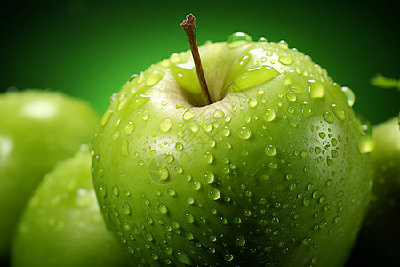 清新多汁的绿苹果背景图片