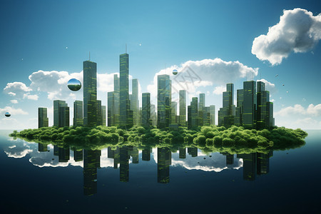 绿色都市浮空中的城市设计图片