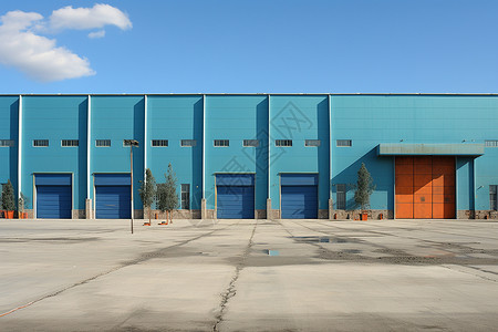 蓝色外墙的工厂高清图片
