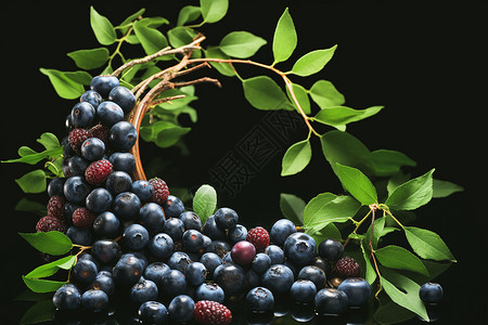 秋季成熟的蓝莓果实图片